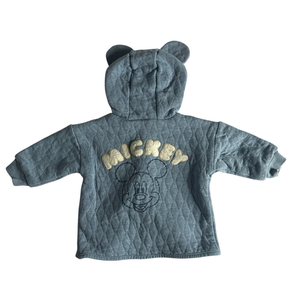 Disney Baby Mickey Mouse Hooded Jacket 12 Months Blue Quilted‎